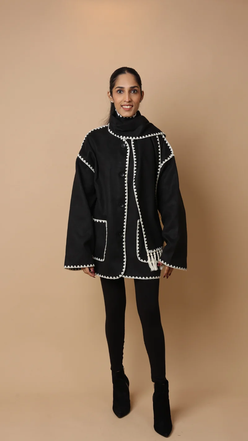 Velora Coat with Scarf (Grey)