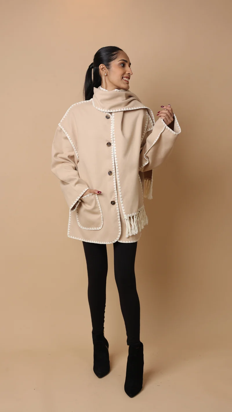 Velora Coat with Scarf (Grey)