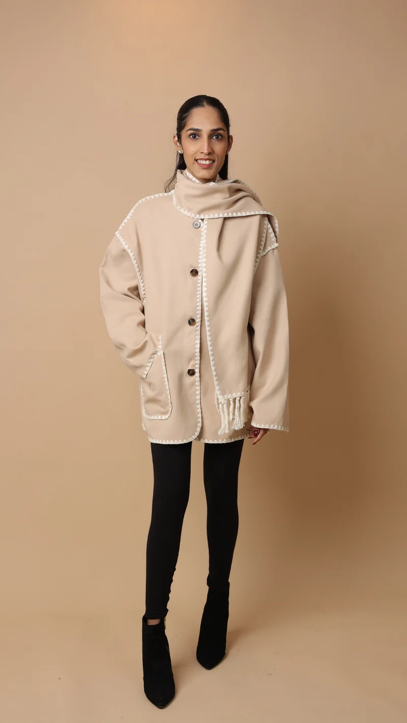 Velora Coat with Scarf (Grey)