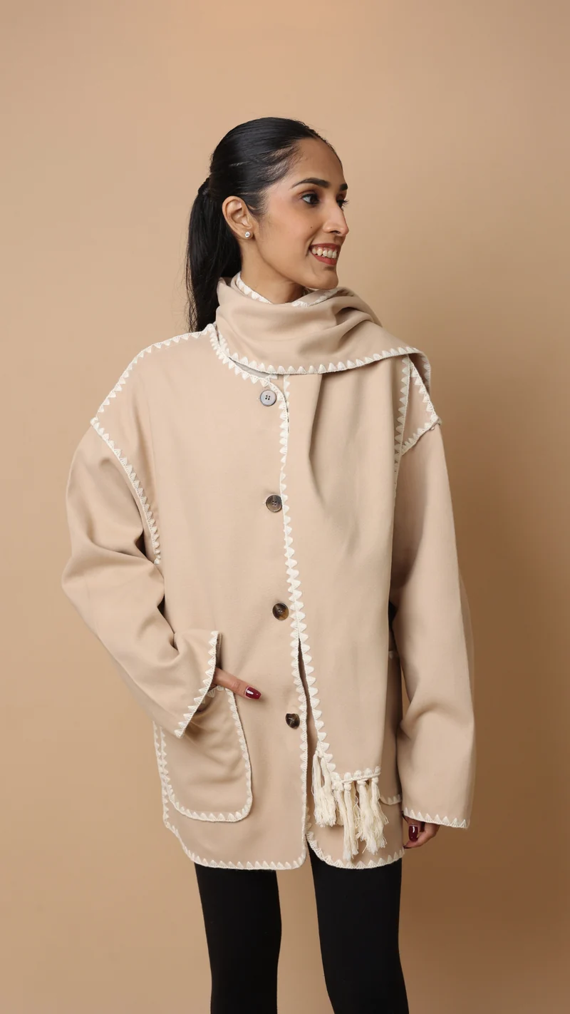Velora Coat with Scarf (Grey)