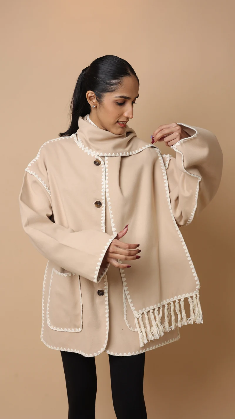 Velora Coat with Scarf (Grey)