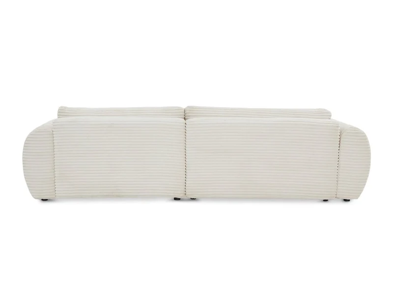 Canapé d'angle convertible avec coffre en velours gros côtelé doux beige TILDA - Angle droit