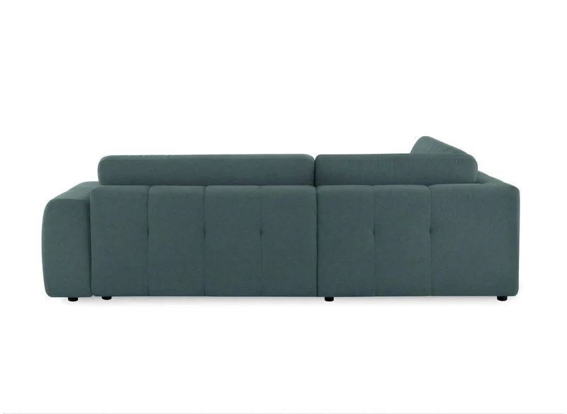 Canapé d'angle convertible avec coffre en tissu vert olive HAVEN - Angle gauche