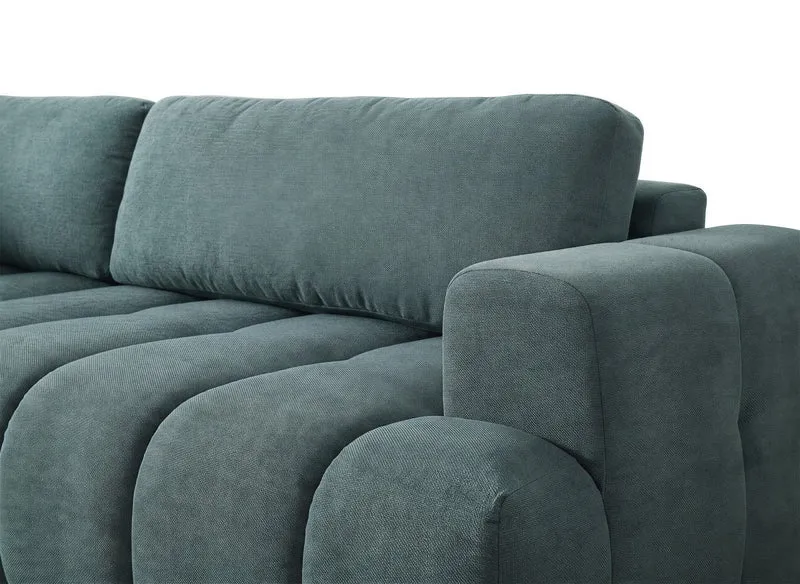 Canapé d'angle convertible avec coffre en tissu vert olive HAVEN - Angle gauche