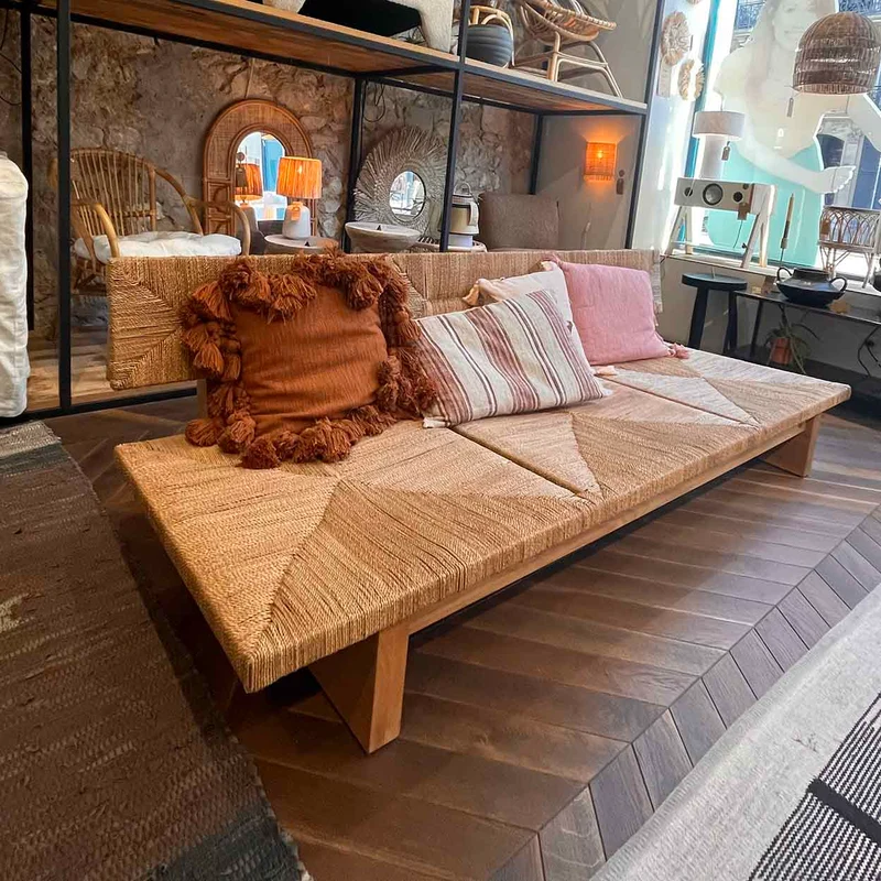 BANQUETTE TECK BAS