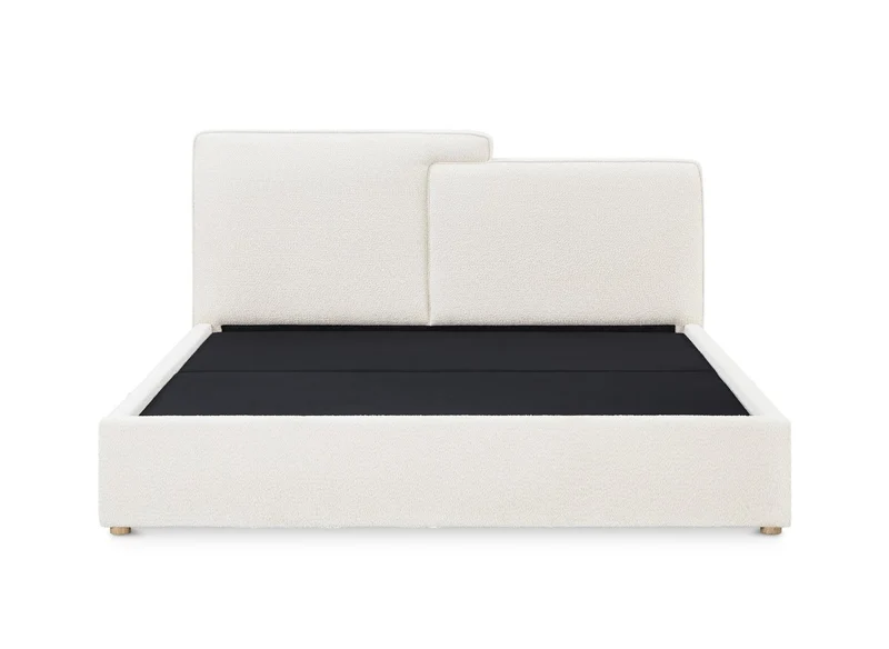 Lit coffre en tissu bouclette beige 180x200 cm ZELIA