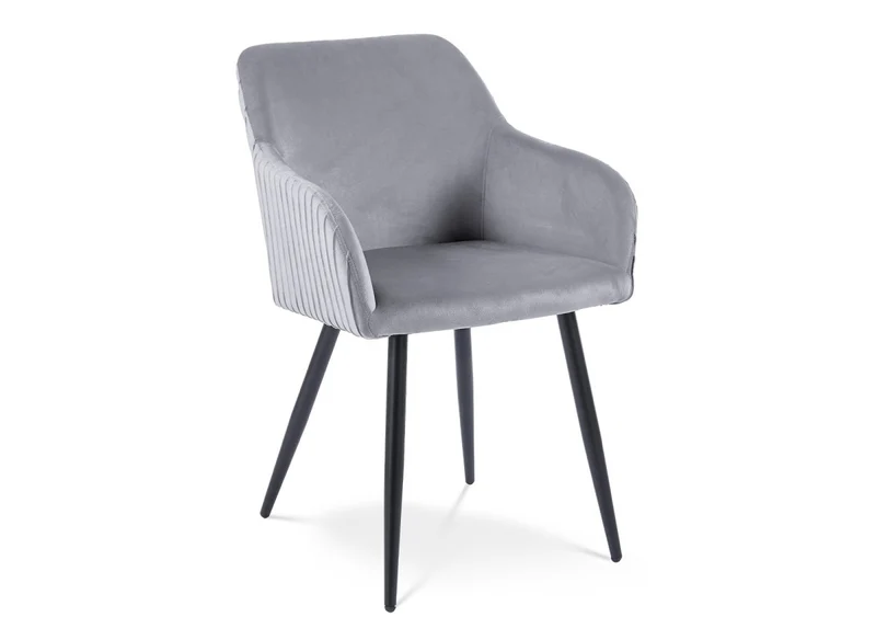 Lot de 2 chaises en velours gris pieds en métal noir DEVOR