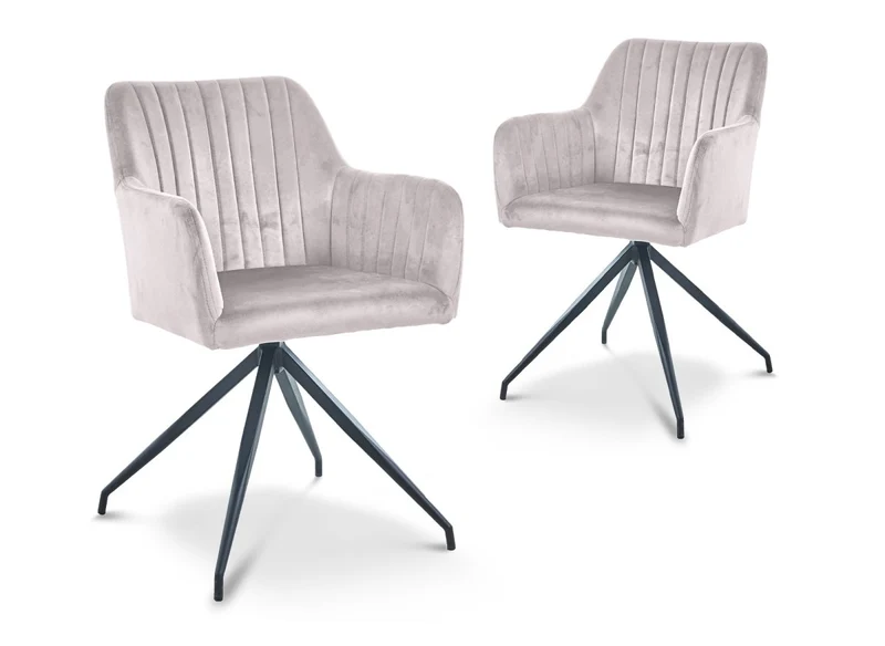 Lot de 2 chaises en velours beige pieds en métal noir RATUS