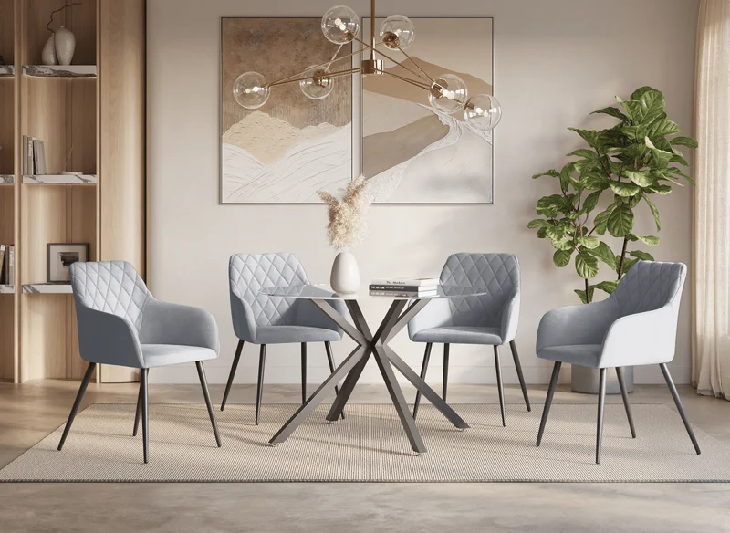 Lot de 2 chaises avec accoudoirs en velours gris KANA