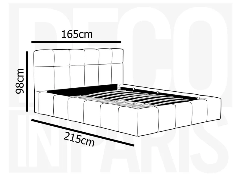 Lit coffre en tissu bouclette gris 140x190 cm MILIE
