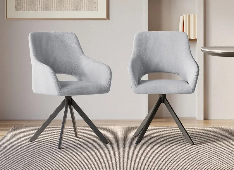Lot de 2 chaises pivotantes design en velours gris clair CIEL