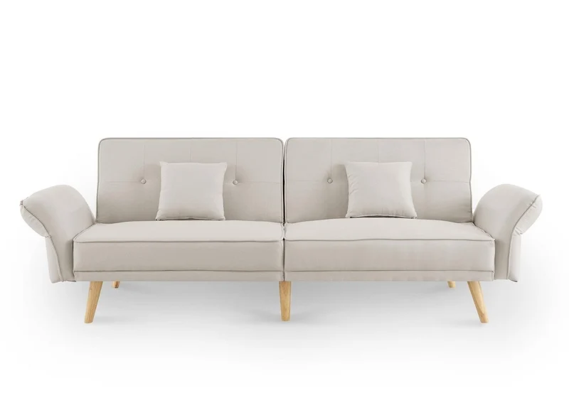 Canapé clic clac 3 places en tissu beige CHILI