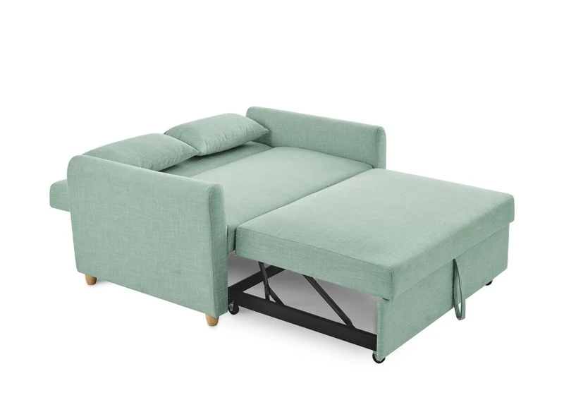 Canapé convertible 2 places en tissu vert d'eau KALAYA