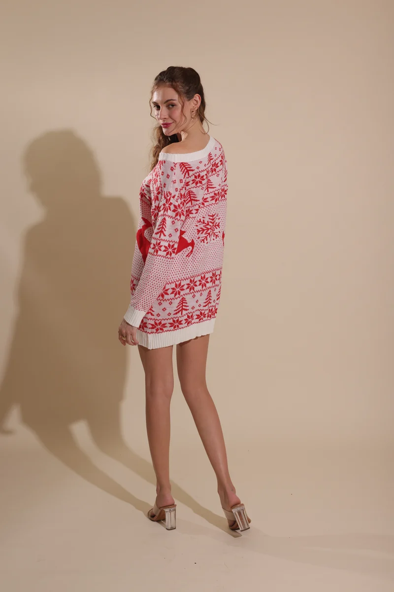 Carol Dress (White & Red)