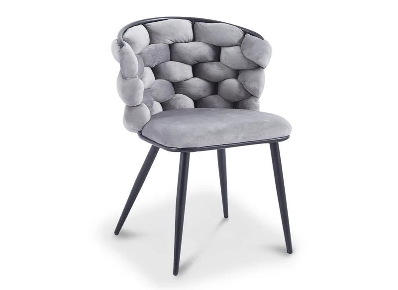 Lot de 2 chaises en velours gris pieds en métal noir CECILE