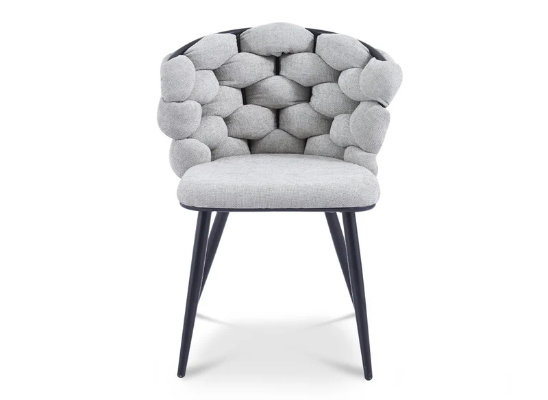 Lot de 2 chaises en tissu gris pieds en métal noir CECILE