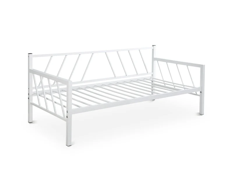 Lit banquette gigogne en métal blanc TORRY 90 x 190 cm