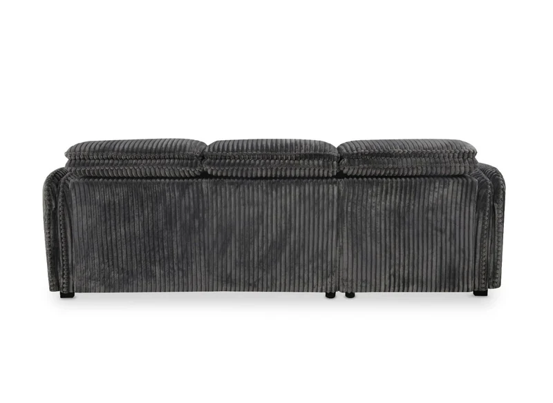 Canapé d'angle convertible en velours côtelé épais gris ISABELLA - Angle gauche