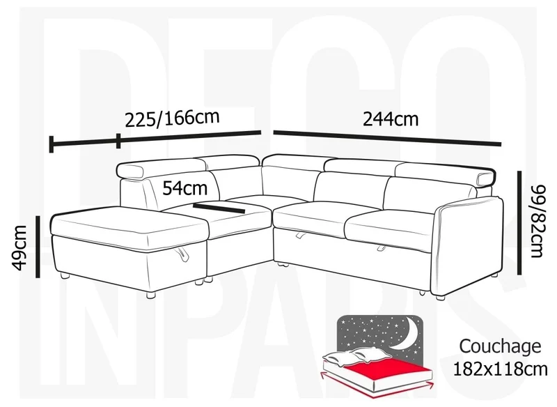 Canapé d'angle convertible en velours côtelé épais beige NAIROBI - Angle gauche