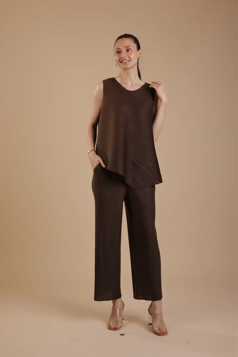 Murcia Pleated Coord set (Chocolate)