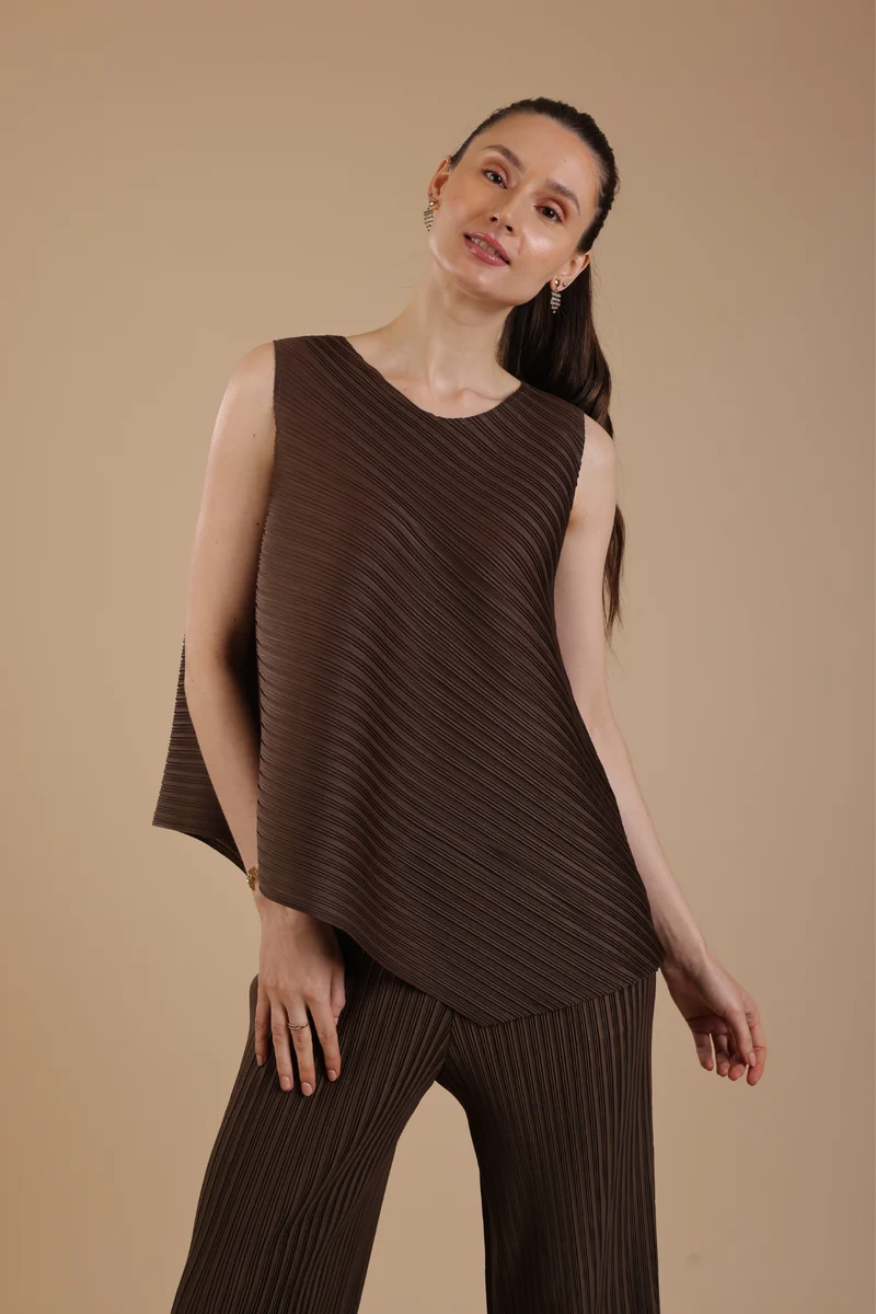 Murcia Pleated Coord set (Chocolate)