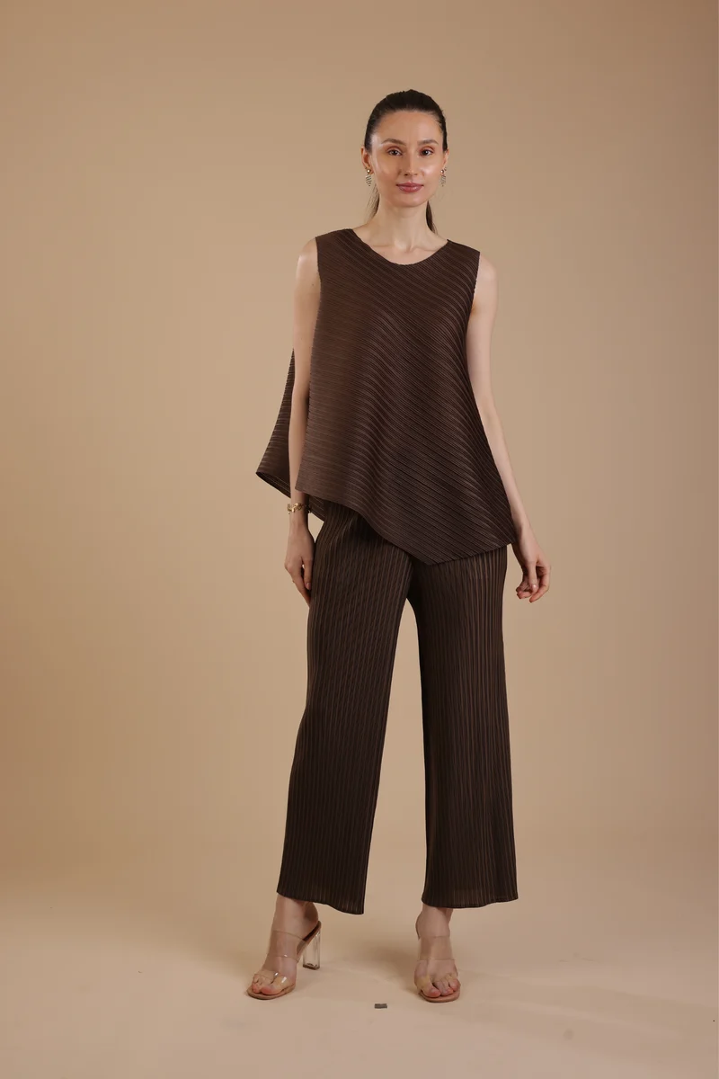 Murcia Pleated Coord set (Chocolate)