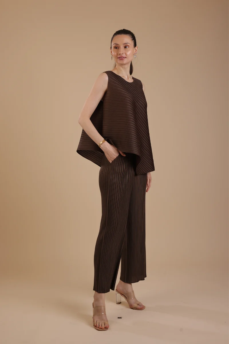 Murcia Pleated Coord set (Chocolate)