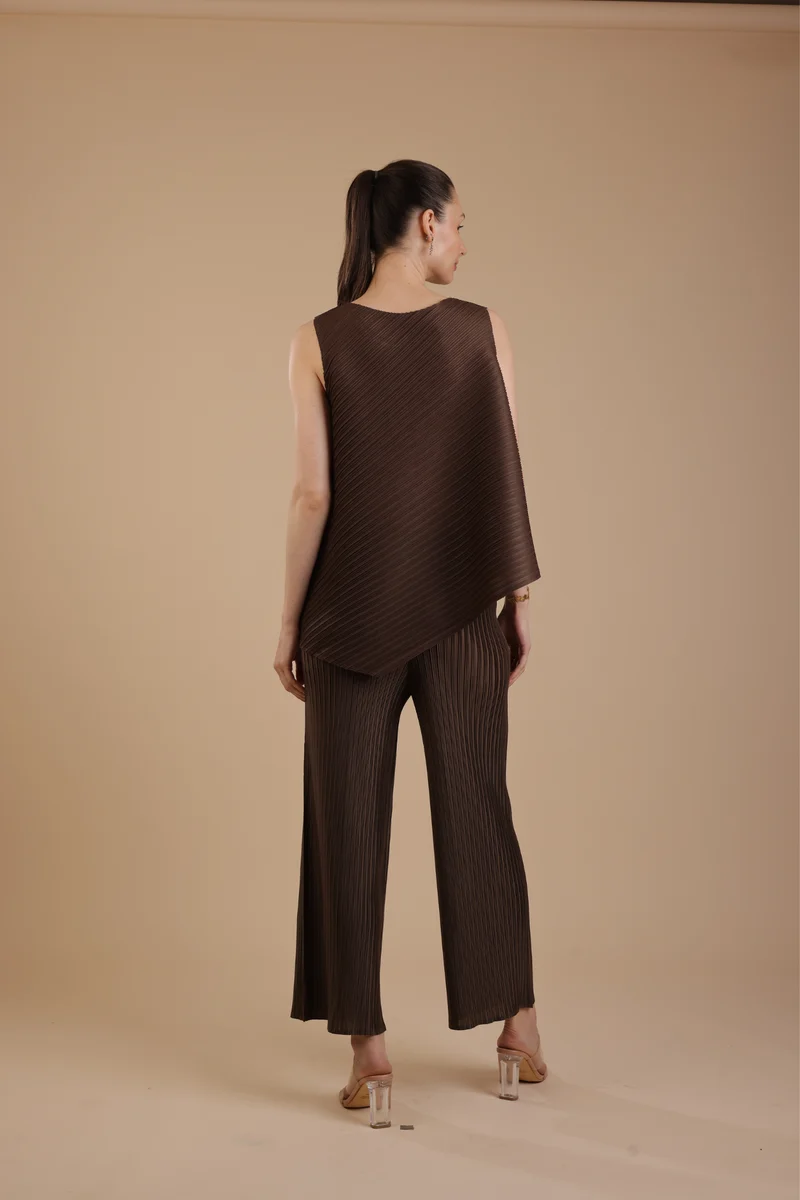 Murcia Pleated Coord set (Chocolate)