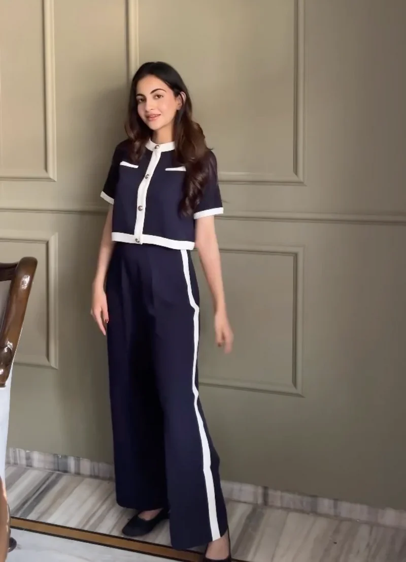 Bordeaux Coord Set - Navy Blue (As Seen On Jannat Khurana)