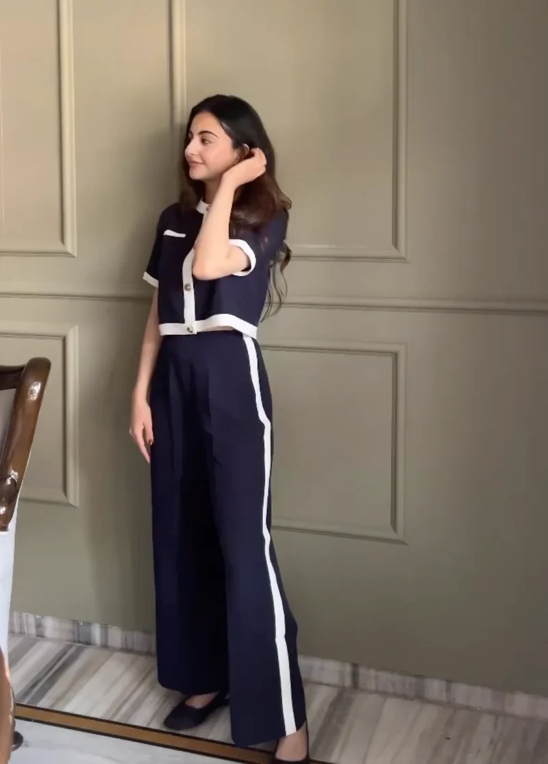 Bordeaux Coord Set - Navy Blue (As Seen On Jannat Khurana)