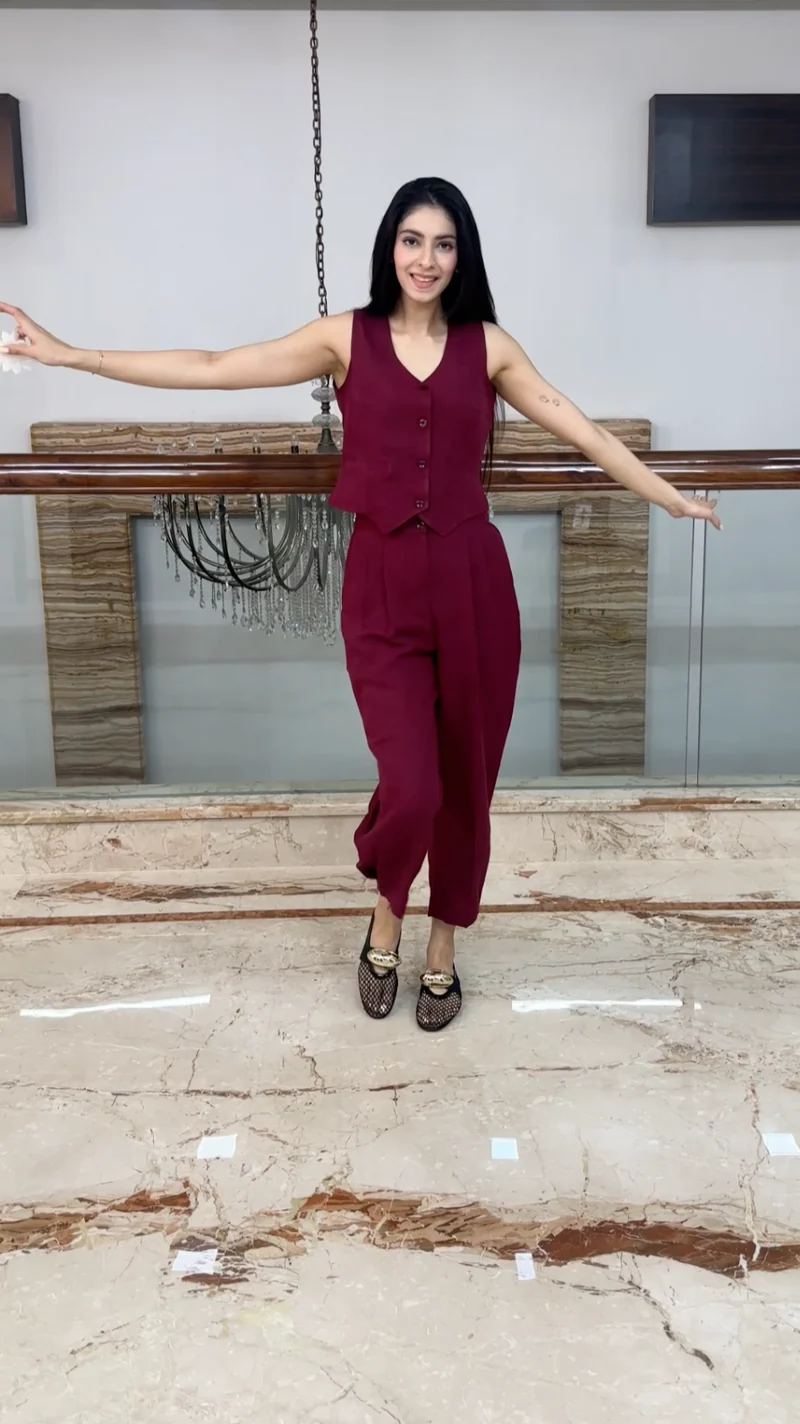 Camille Coord Set - Cherry Red (As Seen On Akshita Gosain)