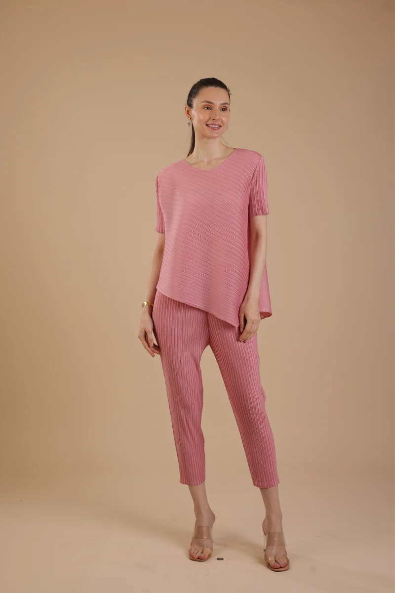 Hector Pleated Coord set (Salmon Pink)