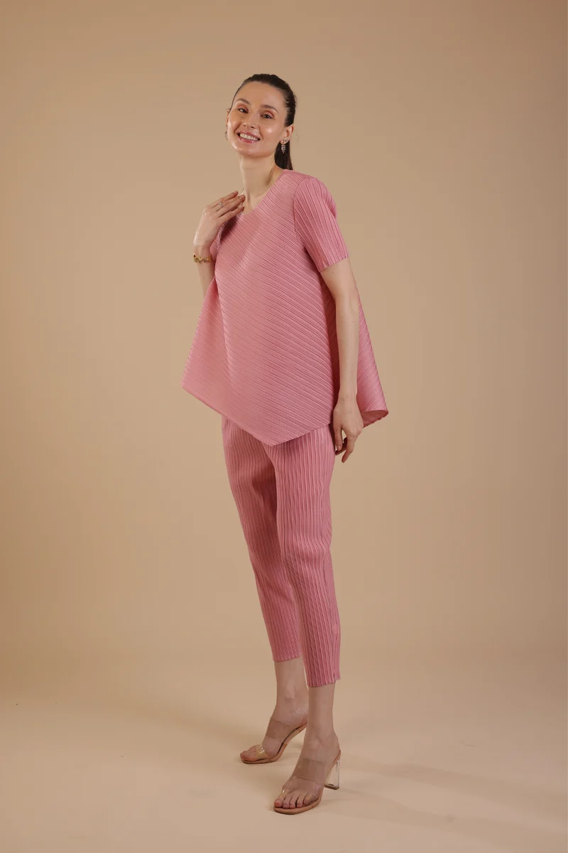 Hector Pleated Coord set (Salmon Pink)