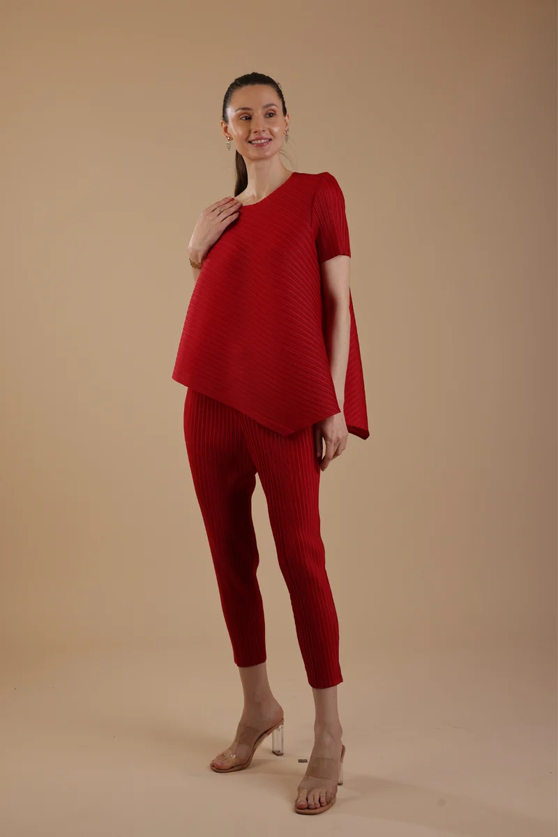 Hector Pleated Coord set (Red)