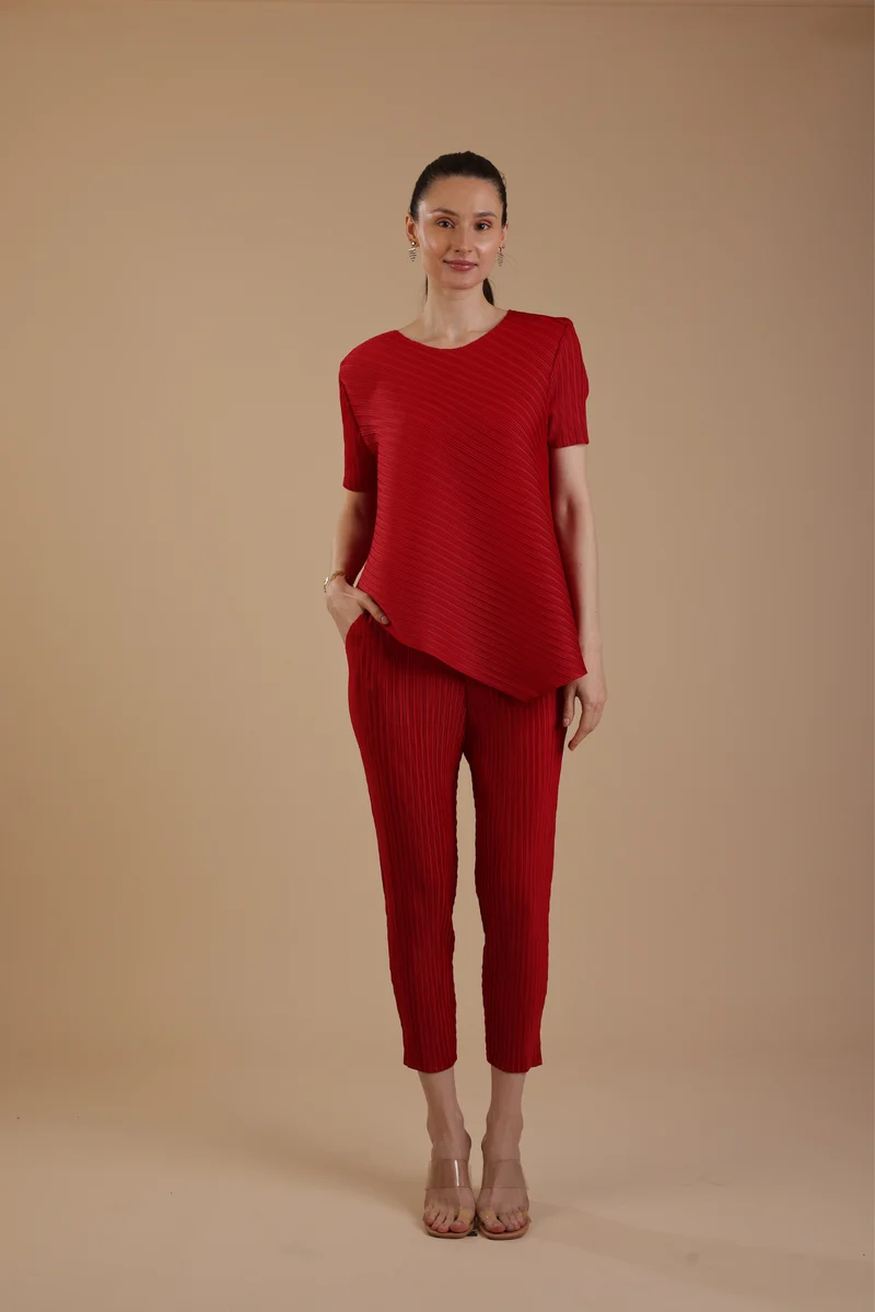 Hector Pleated Coord set (Red)