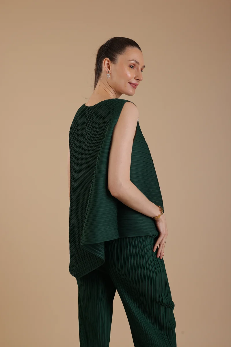 Murcia Pleated Coord Set (Bottle Green)