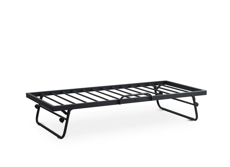Lit banquette gigogne en métal noir ALICIA 90 x 190 cm