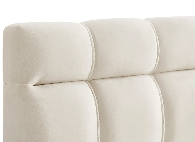 Lit double en velours beige 140x190 cm GEORGINA