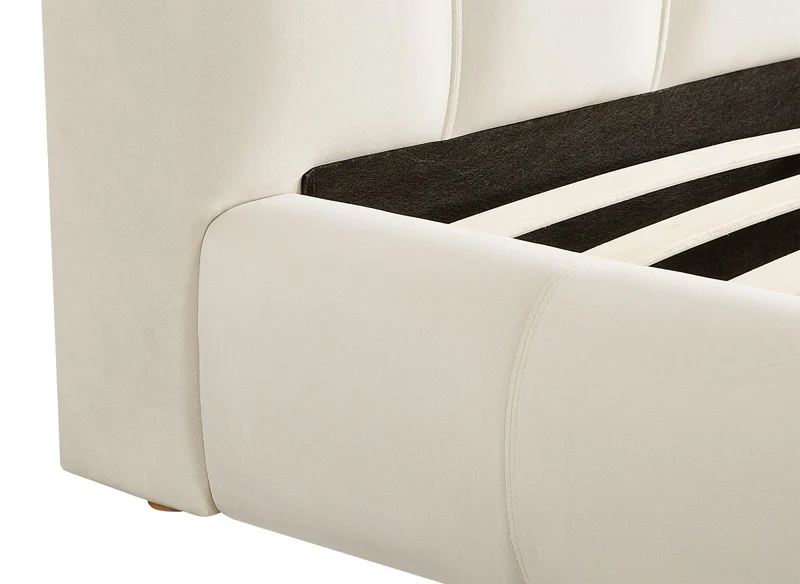 Lit double en velours beige 140x190 cm GEORGINA