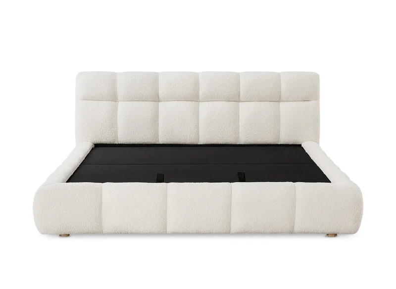 Lit coffre en tissu bouclette écru 180x200 cm GEORGINA