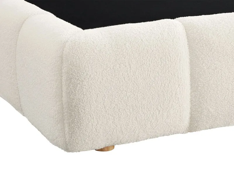 Lit coffre en tissu bouclette écru 180x200 cm GEORGINA