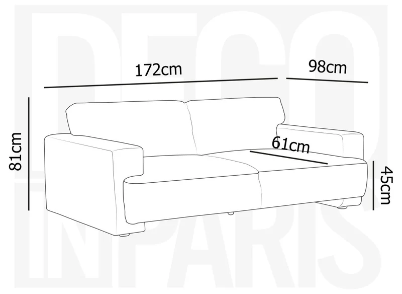 Canapé fixe 2 places en tissu gris AYLINE