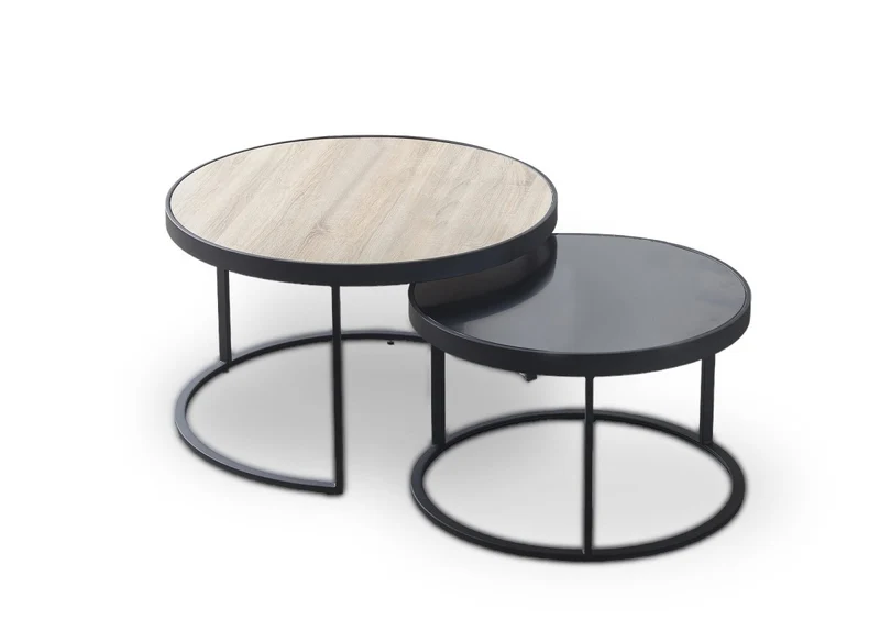 Lot de 2 tables basses rondes gigognes AMERIO