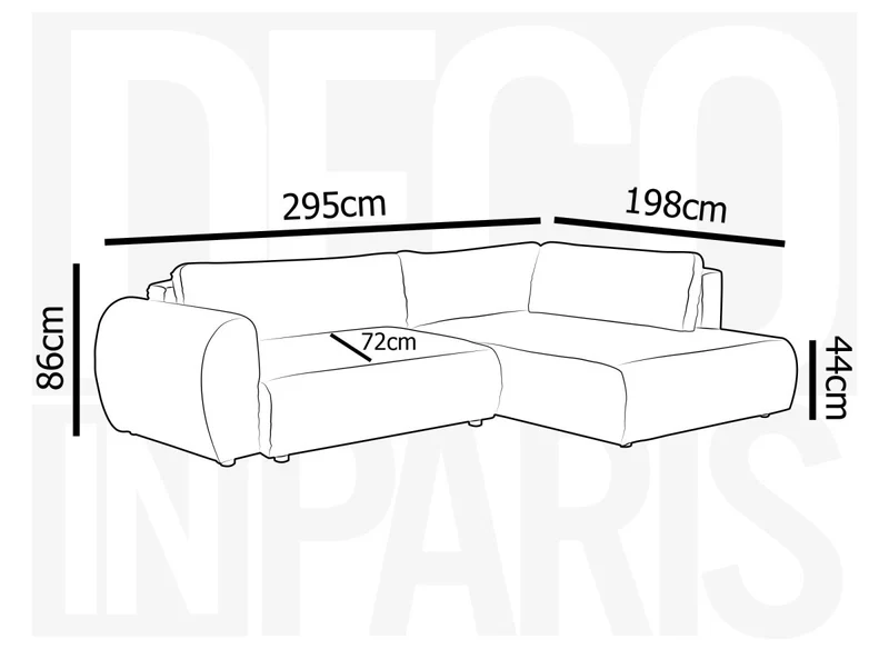 Canapé d'angle convertible avec méridienne et coffre en gros côtelé doux beige TILDA - Angle droit