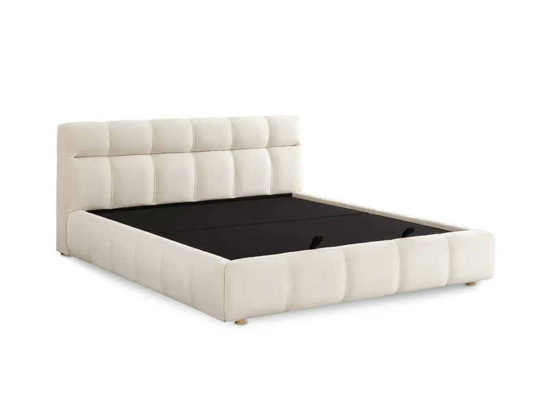 Lit coffre en velours beige 160x200 cm GEORGINA