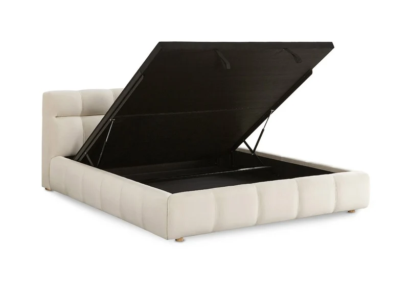 Lit coffre en velours beige 160x200 cm GEORGINA