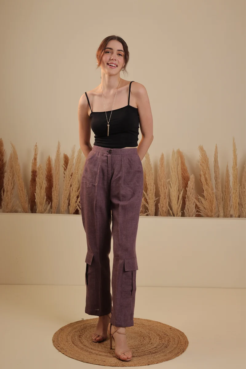 Carly Cargo Pants (Plum)