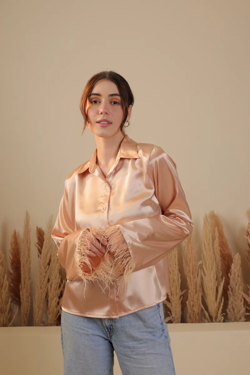 Olivia Satin Shirt (Rose Gold)