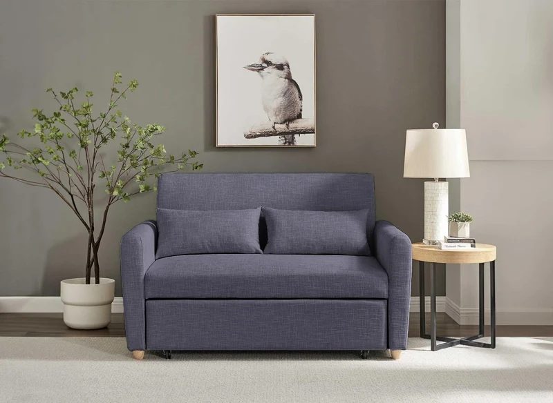 Canapé convertible 2 places en tissu gris foncé KALAYA