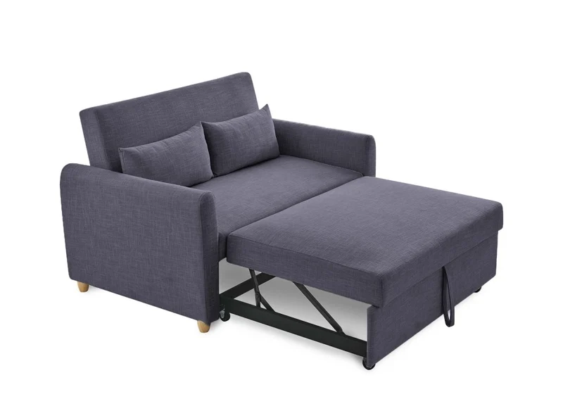 Canapé convertible 2 places en tissu gris foncé KALAYA